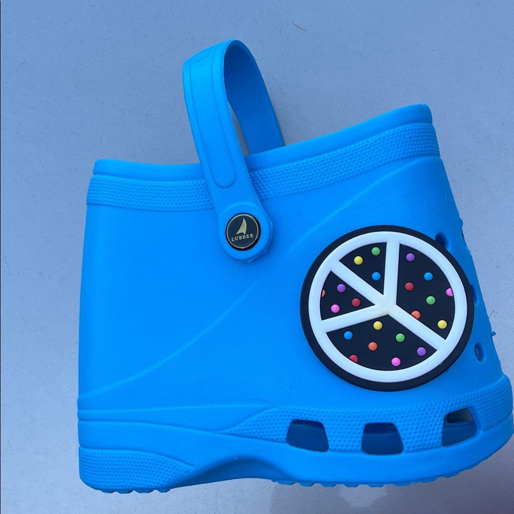 Bright Blue Women's Satchel-Style Casual Clog with Peace Charm